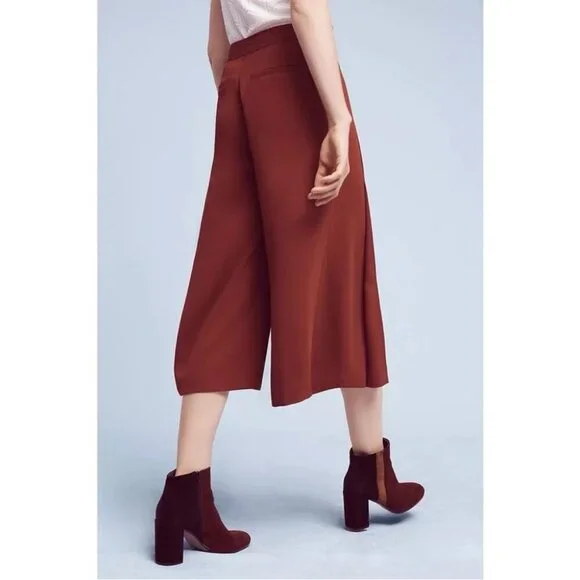 Anthropologie The Essential Culotte in Copper red burgundy Size 4 medium - Picture 2 of 9